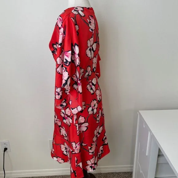 Lewit Silk Floral Deep V Midi Dress - Picture 13 of 14